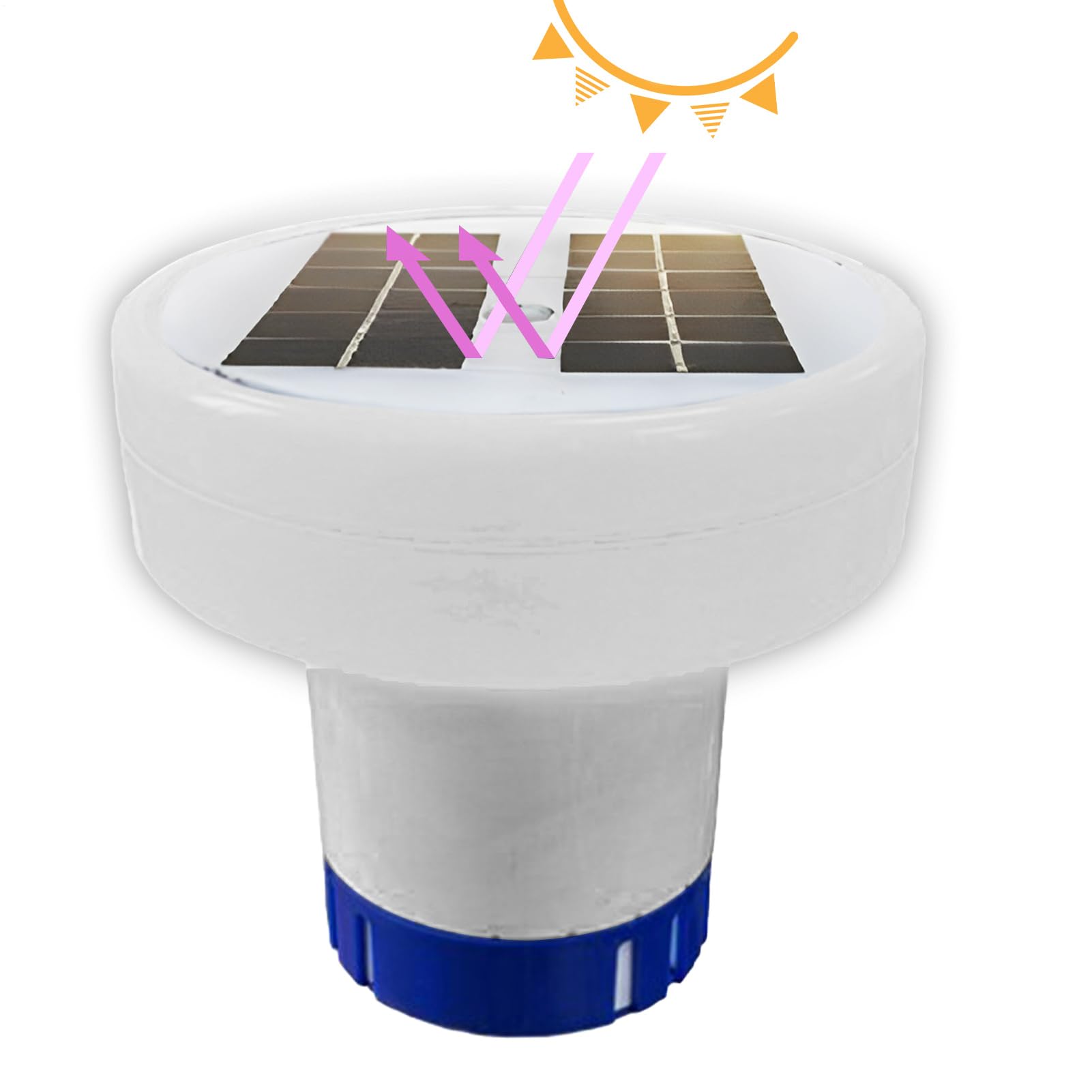 Ionizador de piscina solar flotante, purificador de agua alternativa a cloro para piscinas frescas de agua salada, energía solar para piscinas spas, limpiador ecológico con luz LED de cobre Io