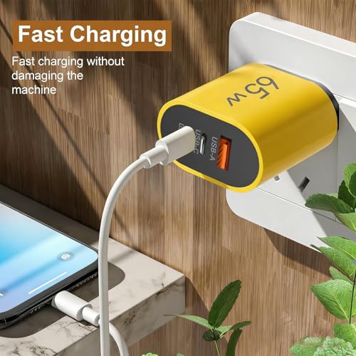 Zasilacz sieciowy, 3 porty 65 W, bezpieczny i szybki adapter ładowania USB A do telefonu, laptopa, biura, mieszkania, salonu, podróży i transferu pracy