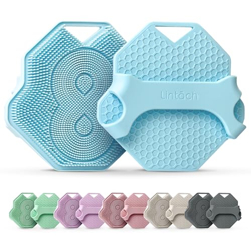 Lintach™ Limpiador corporal de silicona, exfoliante suave, cepillo ergonómico para ducha y baño para hombres y mujeres, cepillo de silicona reutilizable y de grado alimenticio para una piel suave y