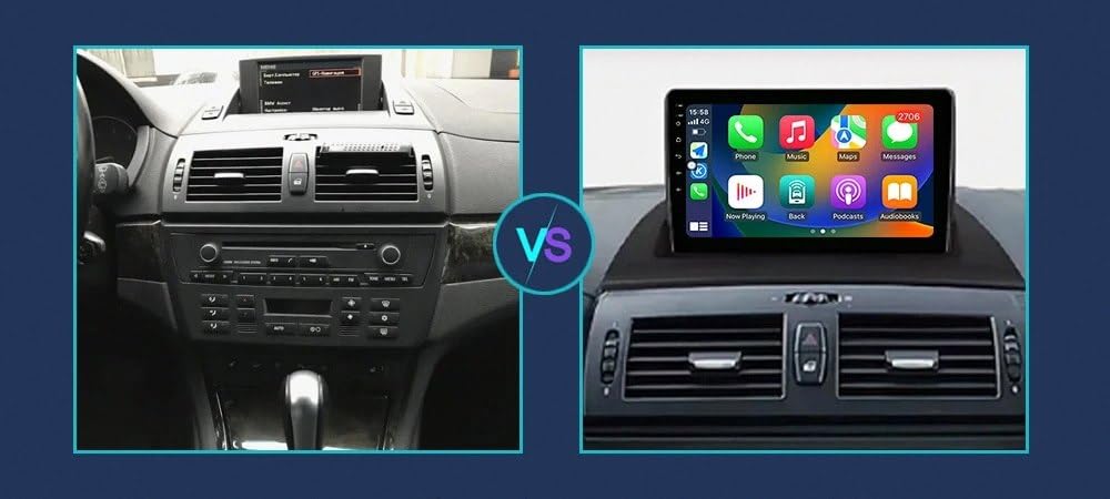 Car Stereo Carplay Radio de Coche para BMW X3 E83 2004-2012 Soporta Bluetooth, Control Volante, USB, WiFi, 4G, Mirror-Link, GPS Navegador/Radio FM, 8 Nuclear 4G+64G