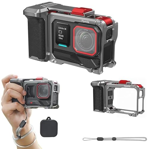 Insta360 Ace Pro2/Ace Pro 対応 カメラケージ キット グリップホルダー シャッターボタン付,レンズキャップ 紛失防止用ストラップ 付き
