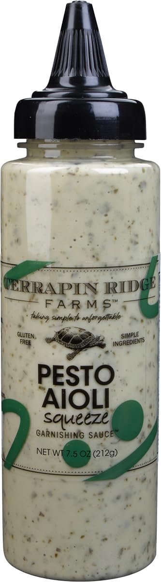 Farms Pesto Aioli Garnishing Sauce – One 7.5 Ounce Squeeze Bottle – Gluten-Free, Keto-Friendly, Low Carb, Low Sugar