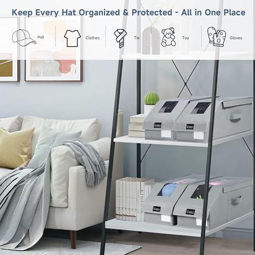 4-Pack VAESIDA Stackable Baseball Cap Storage Box Organizer w/ Clear Lid (Grey) $16.79 ($4.19 each) - image 8