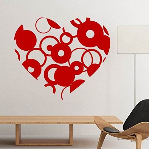 Autocollant mural cercles rouges Saint-Valentin DIYthinker 15cm