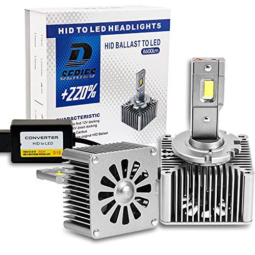 D1S LED Headlight Bulb Conversion Kit 35W 8600LM Plug Play to Original Ballast Canbus 100% Decoding 6000K White Lamp With Cooling Fan
