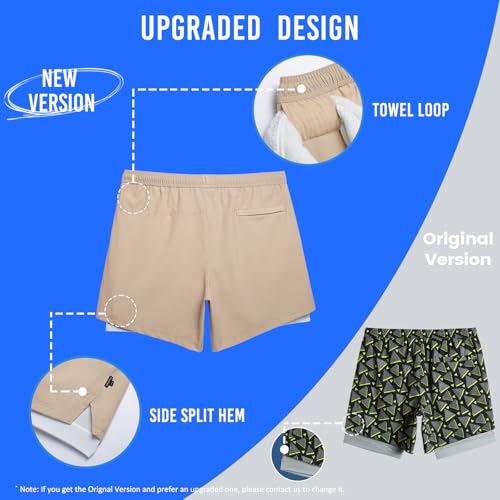 Image of maamgic Mens Workout Shorts 2 in 1 Stretch 5 inch / 7 inch Gym Shorts Running Shorts with Compression Liner Zip Pocket