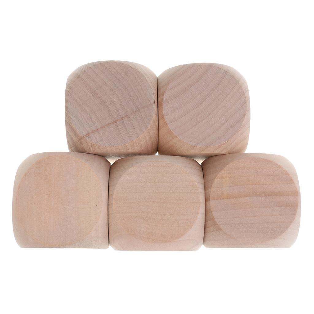 Dadi Vuoti in Legno D6 3 cm per DIY Decorazione, 5 Pezzi, 60mm
