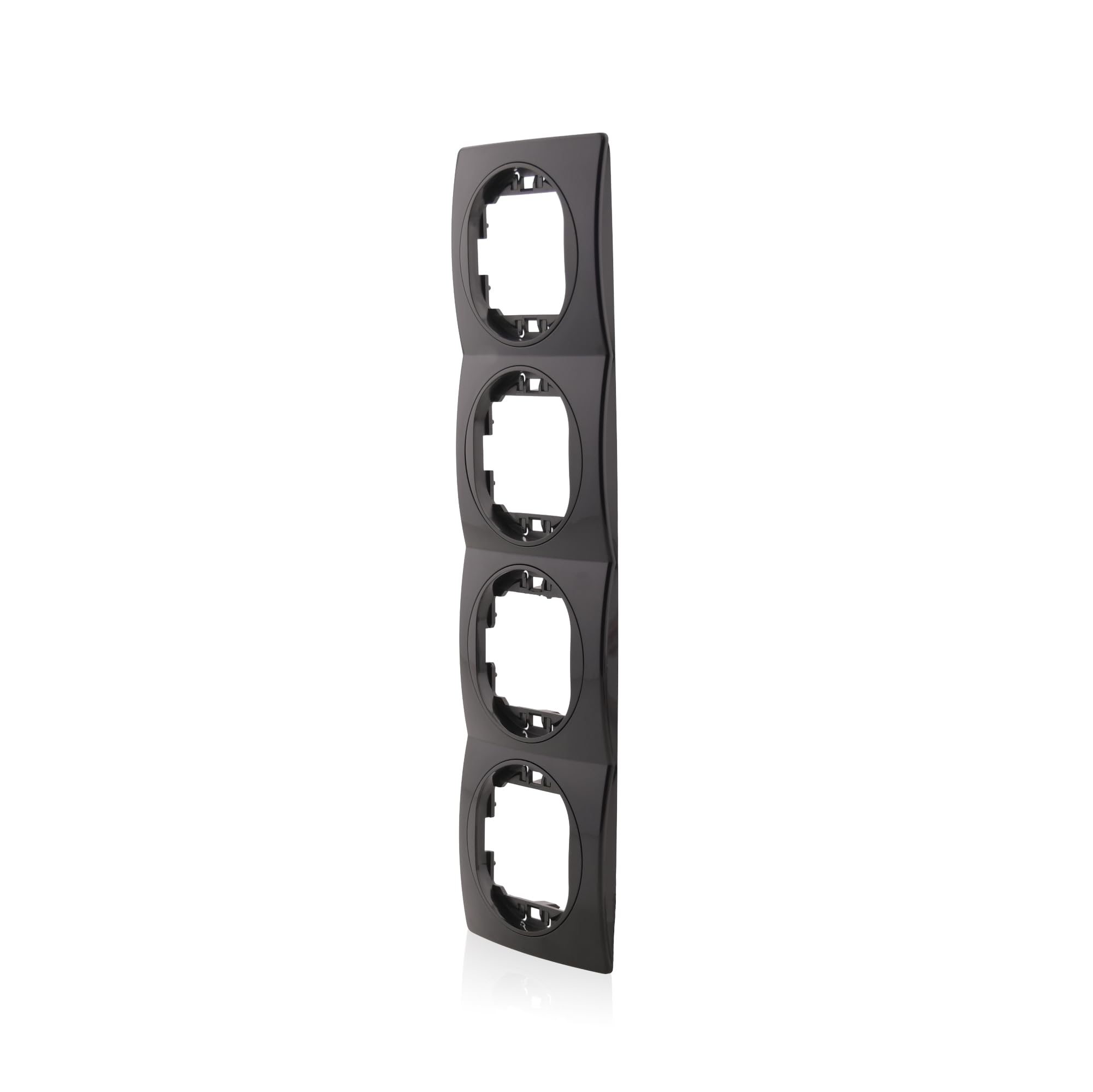 Intratec Set Kreuzschalter Nobilis ABS 10AX 250V Schwarz Ø 60 mm & 4er Rahmen vertikal Wandmontage 80x293 mm
