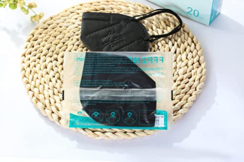 EUROPAPA 20x FFP2 Schwarz Maske Atemschutzmaske 5-Lagen Staubschutzmasken hygienisch einzelverpackt Stelle zertifiziert EN149:2001+A1:2009… – Ansicht 5