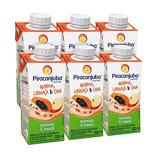 Kit Bebidas com Cereais Piracanjuba Mamão e Maçã 6x200ml
