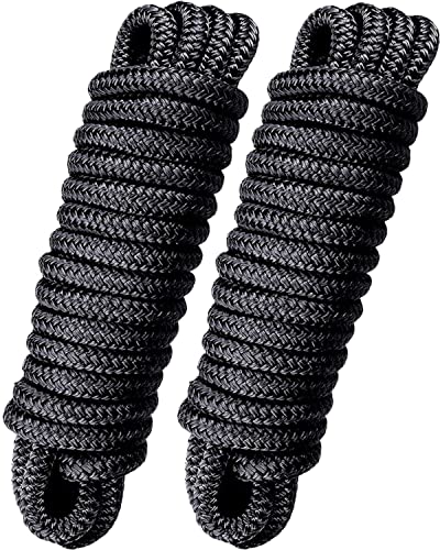 FRM BOARDS Líneas de muelle: líneas de muelle de nailon trenzado doble de 5/8 pulgadas x 30 pies, cuerdas de barco premium para acoplamiento con bucle de 15 pulgadas, cuerdas de barco de grado marino,