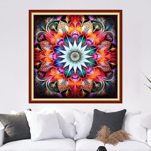 Image of Dooxvey Cross Stitch Kits for Adults Stamped Full Range of Embroidery Starter Kits for Beginners 11CT Printed Cross Stitch Patterns Needlepoint Kits Stamped Crossstitch-Magic Mandala 18x18 inch