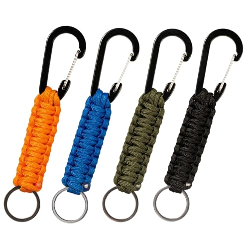 Snmzlc 4 Pcs keychain with carabiner Lanyard Hanger with Chain Chain Hooks Heavy Duty Hook Holder for Water Bottle Outdoor, hiking, barbecue, backpacking US231