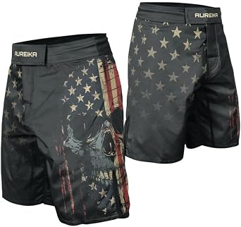 Patriot Mens Fight Shorts MMA BJJ No-Gi Grappling Boxing & Training Trunks for Jiu Jitsu Combat Sports