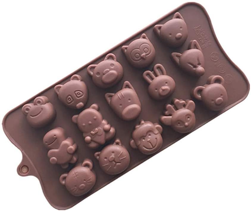 Silicone Mold, Sweets, Character, Heart, Diamond Heart Shape, Semicircle, Flower, Chocolate, Mold, DIY Mold, Sweets, Handmade, Ice Cream, Moose Cake, Fondant Cake, Confectionery Tools (15 Holes, Animal Shape)