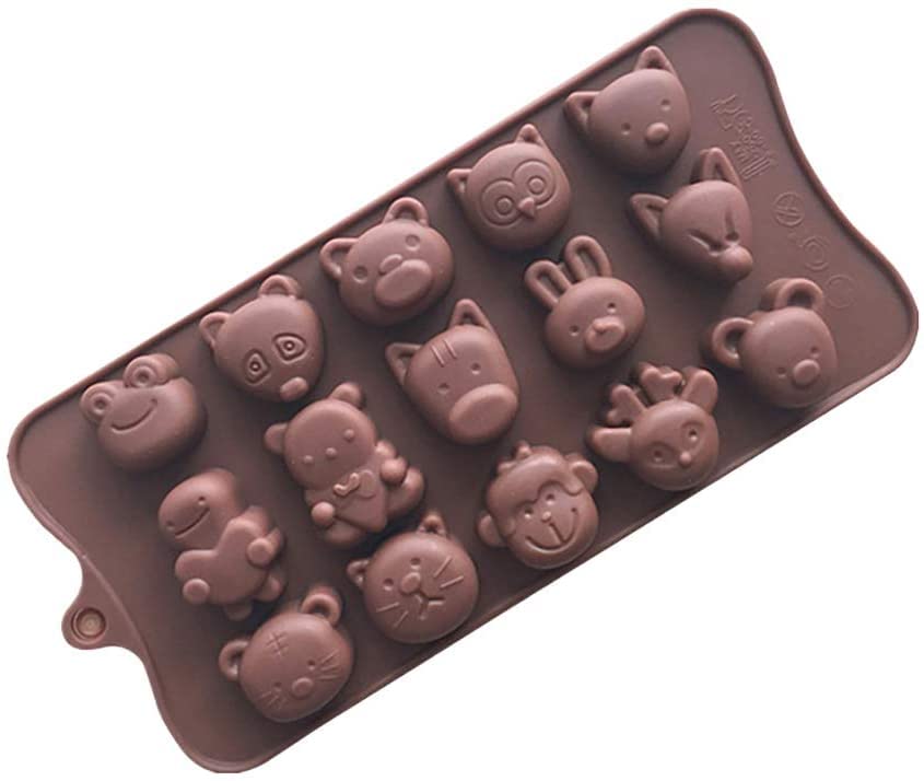 Silicone Mold, Sweets, Character, Heart, Diamond Heart Shape, Semicircle, Flower, Chocolate, Mold, DIY Mold, Sweets, Handmade, Ice Cream, Moose Cake, Fondant Cake, Confectionery Tools (15 Holes, Animal Shape)