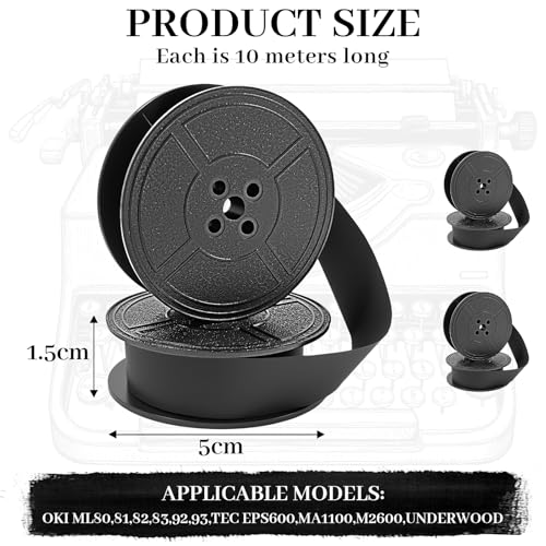 2 Stück Schreibmaschinenband,10M Farbband Schreibmaschine, Kompatibel mit Modell DIN 2103/32755 Nylon Schreibmaschinen Farbband (Schwarz + Schwarz)