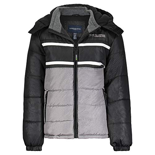 Image of LONDON FOG Boys' Toddler Color Blocked Winter Puffer Jacket with Hat