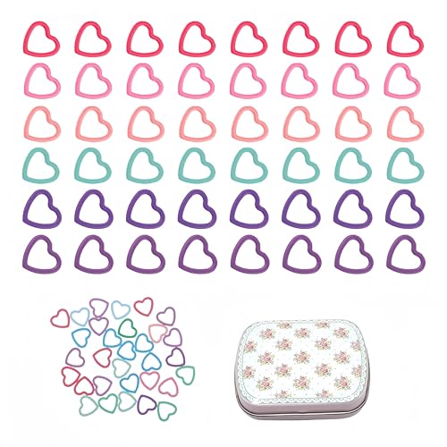 Image of Wonafa 50Pcs Heart-Shaped Metal Stitch Markers,Metal Colorful Crochet Stitch Markers,with Storage Box for Crocheting Clothing Tag DIY Craft Project (Heart-Shaped-50Pcs)