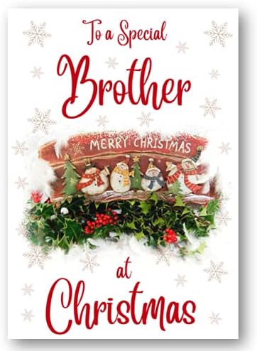 Second Ave Brother Christmas Red Holly Snowman Xmas Holiday Festive Greetings Card