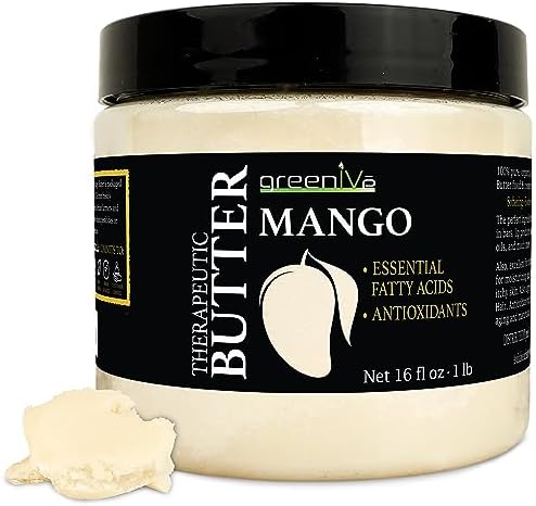 GreenIVe Deodorized Mango Butter 100% Pure Raw Unrefined Natural Creamy Skin Hair Moisturizer Hydrating Body Butter Lotion Lip Balm Soap Making DIY Cosmetics Whipped Creams Food Grade 16oz