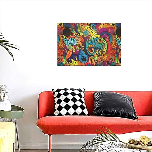Impression sur toile à motif coloré BONDIJ format déco 30,5x45,7cm