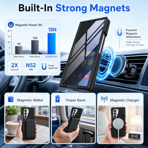 Zcgibo for Samsung Galaxy Z Fold 7 Case with Privacy Screen Protector, [Compatible with MagSafe], [Full Body Hinge Protection] Military-Grade Protection Phone Cover for Z Fold 7, Black by Zcgibo - Used condition - Image 4