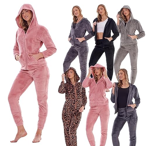 Keanu Ladies Pyjamas - Warm Fleece Hooded Zip Up Pyjama Sets for Women - Supersoft Flannel Fleece - Assorted Designs - Sizes 8-20 (Leopard Print, 16-18) - Image 5
