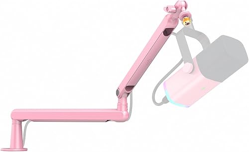 FIFINE Soporte de micrófono de brazo de bajo perfil, soporte de micrófono con canal de gestión de cables, abrazadera de escritorio, adaptador de