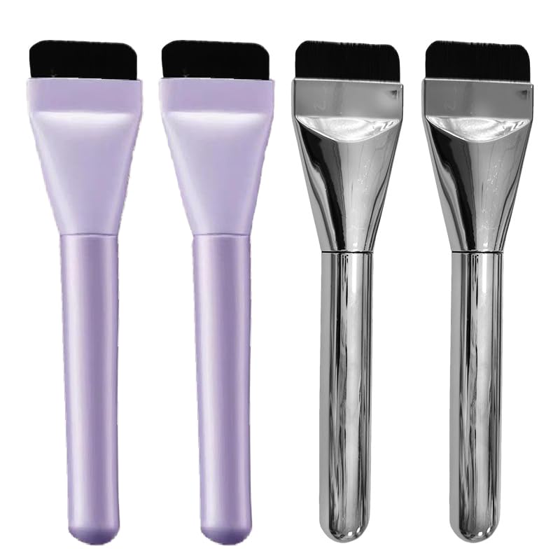 4PCS Flat Foundation Brushes Set - Spatula Makeup Brush for Liquid Foundation, Face Cream, Powder, Concealer, Blush & Contour - Professional Blender Application Tools