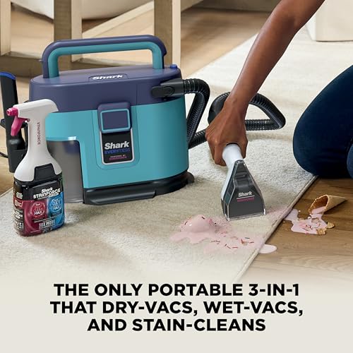 Image of Shark EveryMess | Ultra-Powerful 3-in-1 Wet Vac, Dry Vac, & Stain Eliminator | StainForce Technology, Perfect for Homes, Pets, and Cars | 3 Accessories and Cleaning Solution | Blue | VX102BRN
