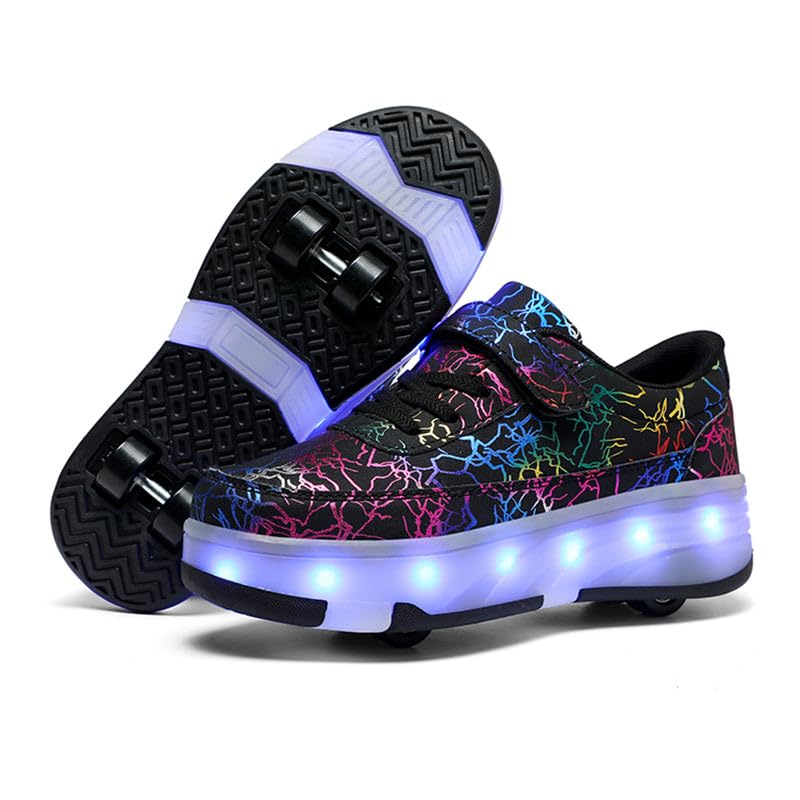 HUSKSWARE Rollschuhe verstellbar Jugend Schuhe mit Rollen Schwarz Weiß 28-40 EU