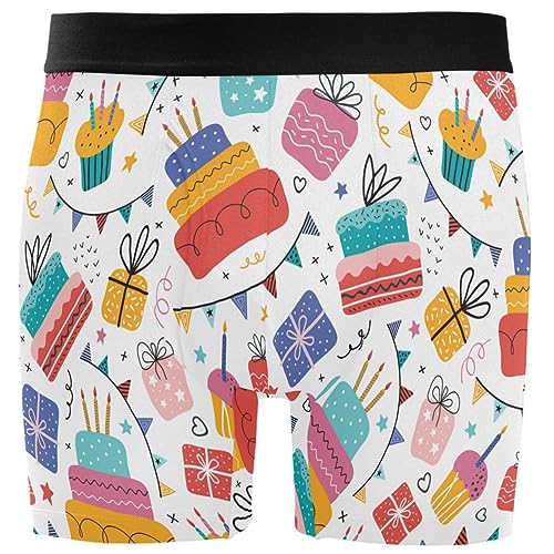 ZZXXB Birthday Cake Mens Boxer Briefs Breathable Underwear Fly Front With Pouch S - XXL