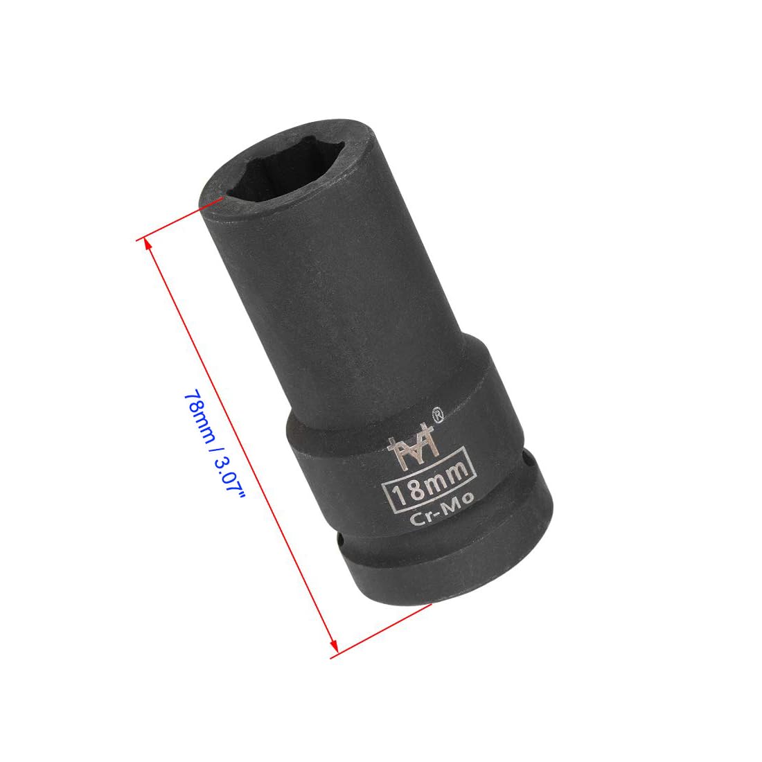 MACHSWON 3/4 Inch Drive - 18mm Deep Impact Socket with 6 Point Design, Heat-Treated Cr-V Steel 78mm Length, Metric Sizes - Image 2