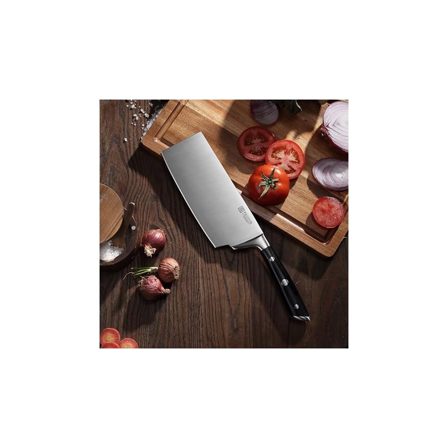 PAUDIN-Cleaver-Knife-Switzer-Chinese-Chef-Knife-7-Inch-High-Carbon-Stainless-Steel-Butcher-Knife-with-ABS-Handle-Kitchen-Knife-for-Meat-Cutting-Vegetable-Slicing PAUDIN Cleaver Knife, Switzer Chinese Chef Knife 7 Inch, High Carbon Stainless Steel Butcher Knife with ABS Handle, Kitchen Knife for Meat Cutting Vegetable Slicing