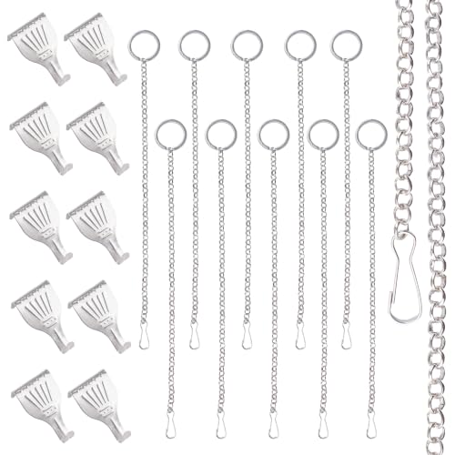 Image of Picture Rail Hooks and Chain, 10Pcs Hooks with 30CM Chains,Silver