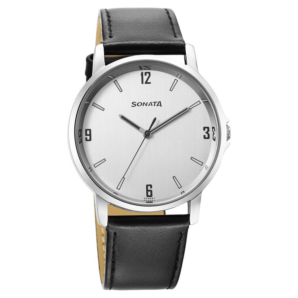 Fastrack Sonata Quartz Analog Silver Dial Leather Watch for Men-77083Sl08 (B0C5N2ZMDQ) Amazon Price History, Amazon Price Tracker