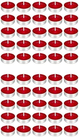 Mega Candles 50 pcs Unscented Red Tea Lights Candle, Pressed Wax Candles 3.5 Hour Burn Time, for Home Décor, Wedding Receptions, Baby Showers, Birthdays, Celebrations, Party Favors & More