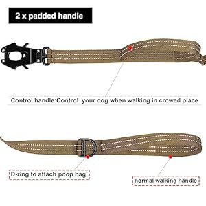 ICEFANG-Tactical-Dog-LeashK9-Training-Walking-Bungee-Lead-with-2-Control-HandleHeavy-Duty-Quick-Release-Metal-ClaspHands-Free-D-Ring-for-Medium-Large-Dogs-4ftReflective-Brown - Cucciolini Doodles   ICEFANG-Tactical-Dog-LeashK9-Training-Walking-Bungee-Lead-with-2-Control-HandleHeavy-Duty-Quick-Release-Metal-ClaspHands-Free-D-Ring-for-Medium-Large-Dogs-4ftReflective-Brown