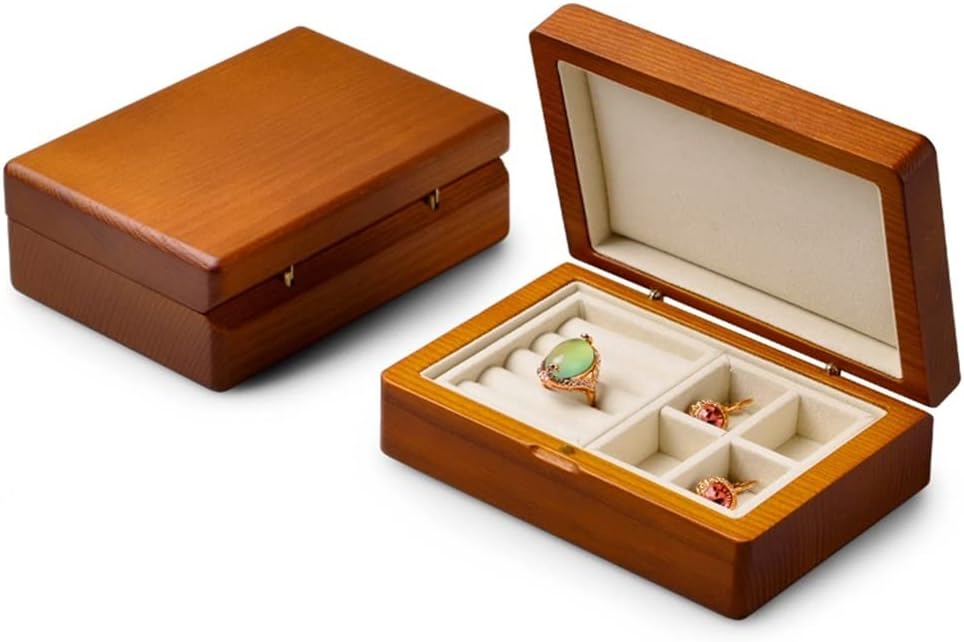 Solid Wood Jewelry Case For Earrings Bracelet Pendant Necklace Watch Box Organizer(E)