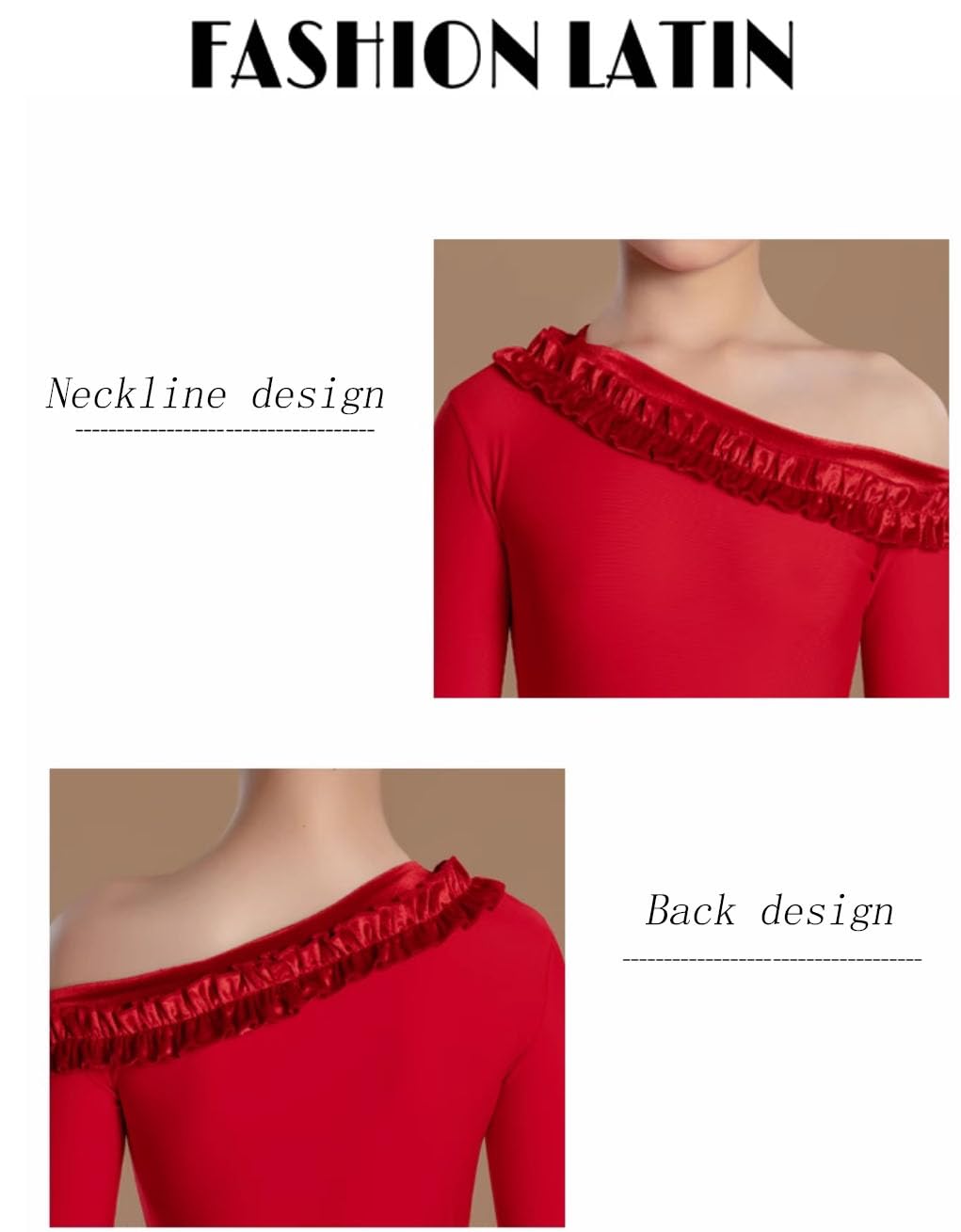 Vestito da Ballo Latino a Maniche Lunghe per Bambine, Gonna da Ballo con Spalle Scoperte per Bambine, Abbigliamento da Spettacolo per Danza Cha Cha Rumba Samba
