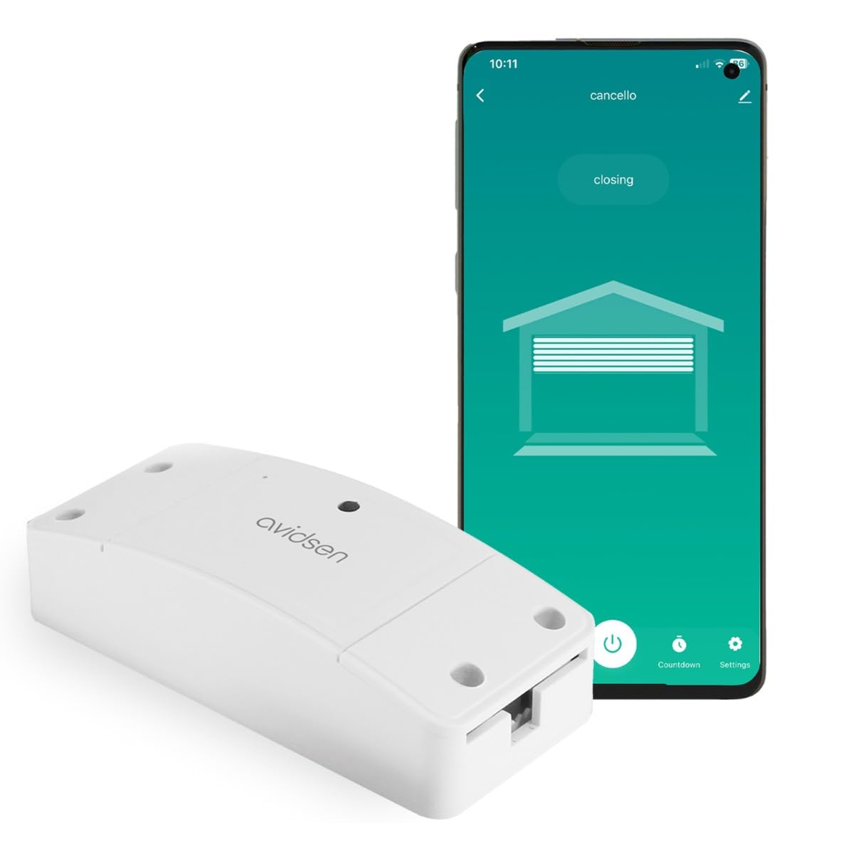 Avidsen HomeGate Module Wi-FI pour Portail et Garage avec Capteur | Application Avidsen Home, Wi-Fi 2,4 GHz, Alexa/Google, capteur 5 m, contact sec, télécommandes d’origine conservées