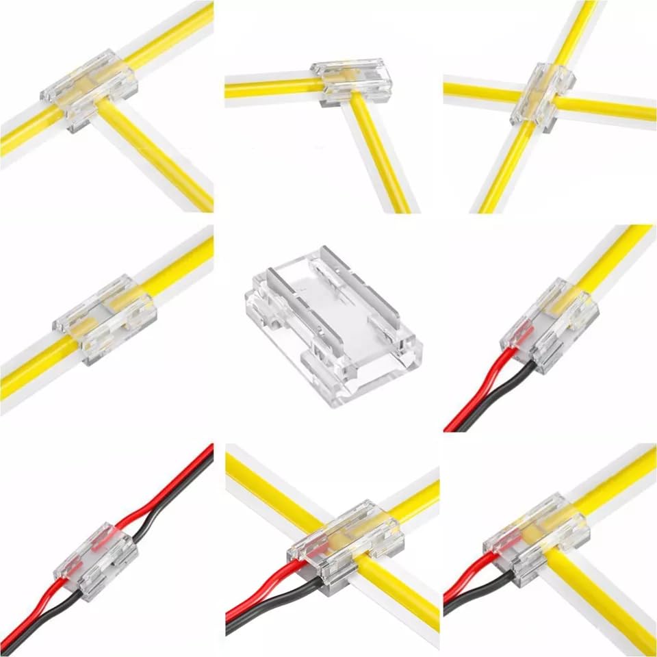 Amefil 2-pin 8mm Strip Light Connector with 20 Packets of COB LED Strip Light Ribbon for Strip Wire soldered Connector - Image 2