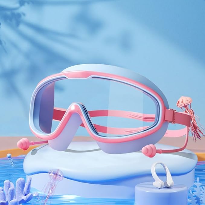 Xihongshi HD Children's Large Frame Waterproof and Anti-fog Swimming Goggles, Kids Goggles for Swimming 6-14