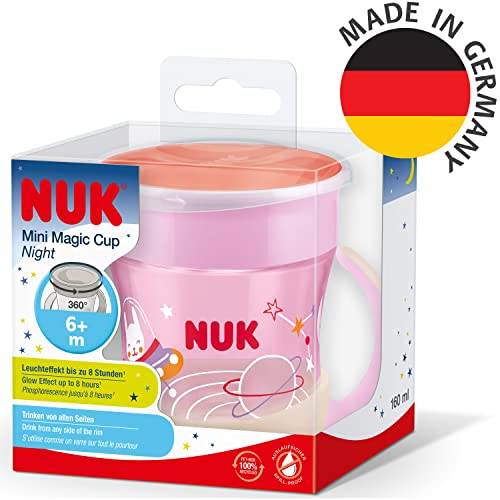 Miniatura 7 de Nuk Mini Magic Cup Night Taza Para Sorber 6 Meses 160 Ml Borde A Prueba De Derrames De 360 Para Beber Desde Cualquier Lado Brilla En La Oscuridad Sin Bpa Conejito Rosa