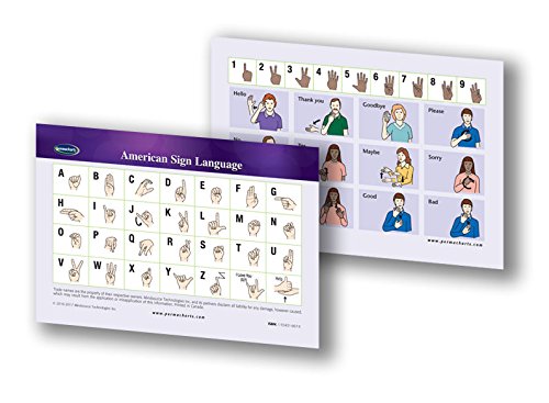 American Sign Language Wallet size 2.75 x 3.75 Chart (ASL guide) Heavy Gauge Lamination. Communicating with sign language made easy with this ASL Quick Reference Chart