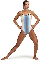 Vista 5 de Arena Traje de baño Performance Circle Stripe Lace Back para mujer