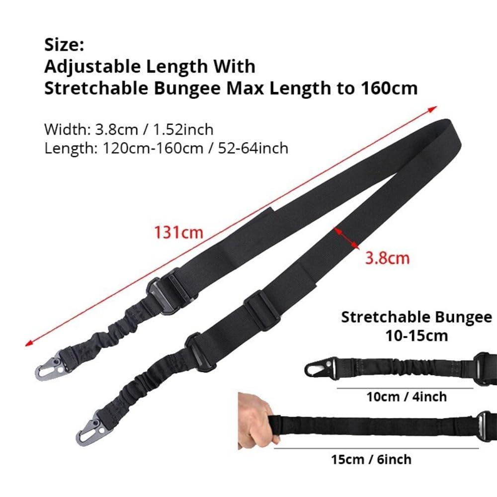 ACEXIER Tracolla tattico a Due Punti Sling Bungee Shoulder Belt Durable Nylon Rifle Belt Heavy Duty Sling per Accessori Sportivi di Caccia all'aperto