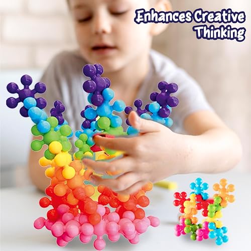 Image of ToyMagic Star Shaped 200 Pcs STEM Toys Plastic Interlocking Blocks Building Blocks That Bends - Safe Material - Preschool Classroom Games Sets Toy for Girls and Boys Aged 3+, Multicolor