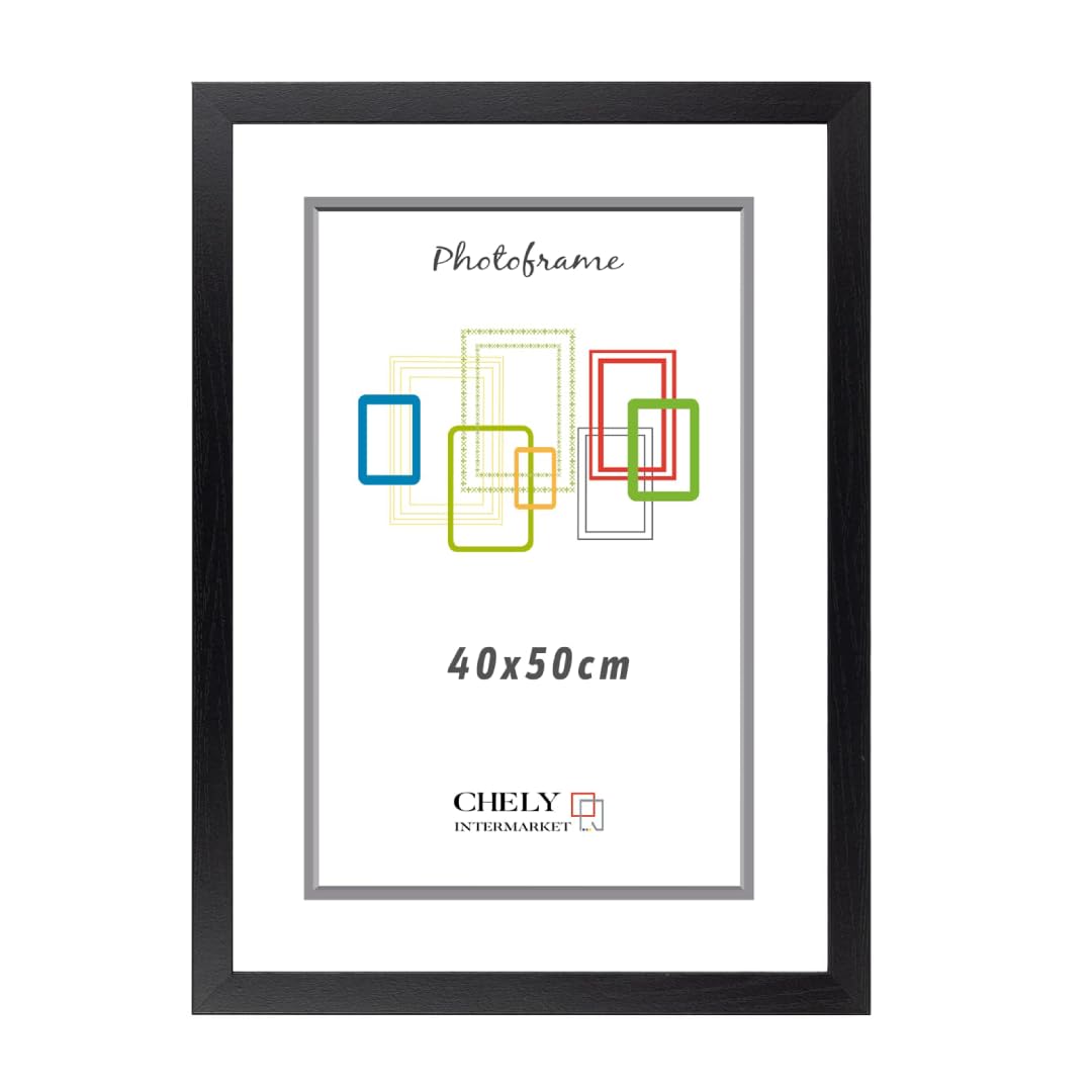 CHELY INTERMARKET Marco de Foto 40x50cm (Negro) MOD-254 Hecho de Madera, Ancho de moldura 2cm